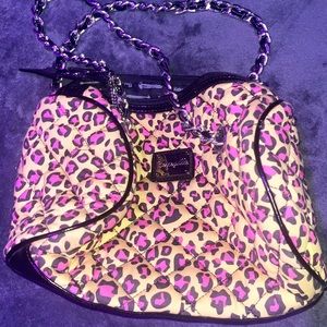 Pink and yellow cheetah print bag